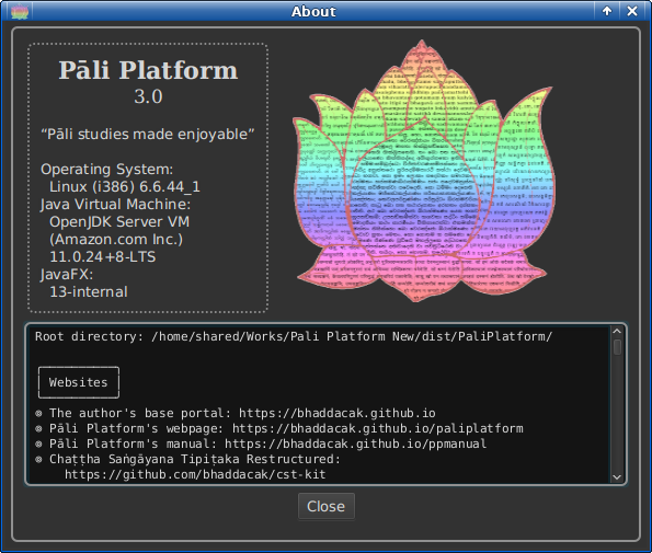 Pāli Platform 3's About