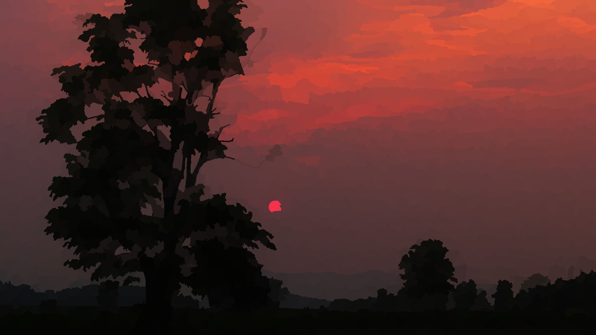 A tree at a sunset