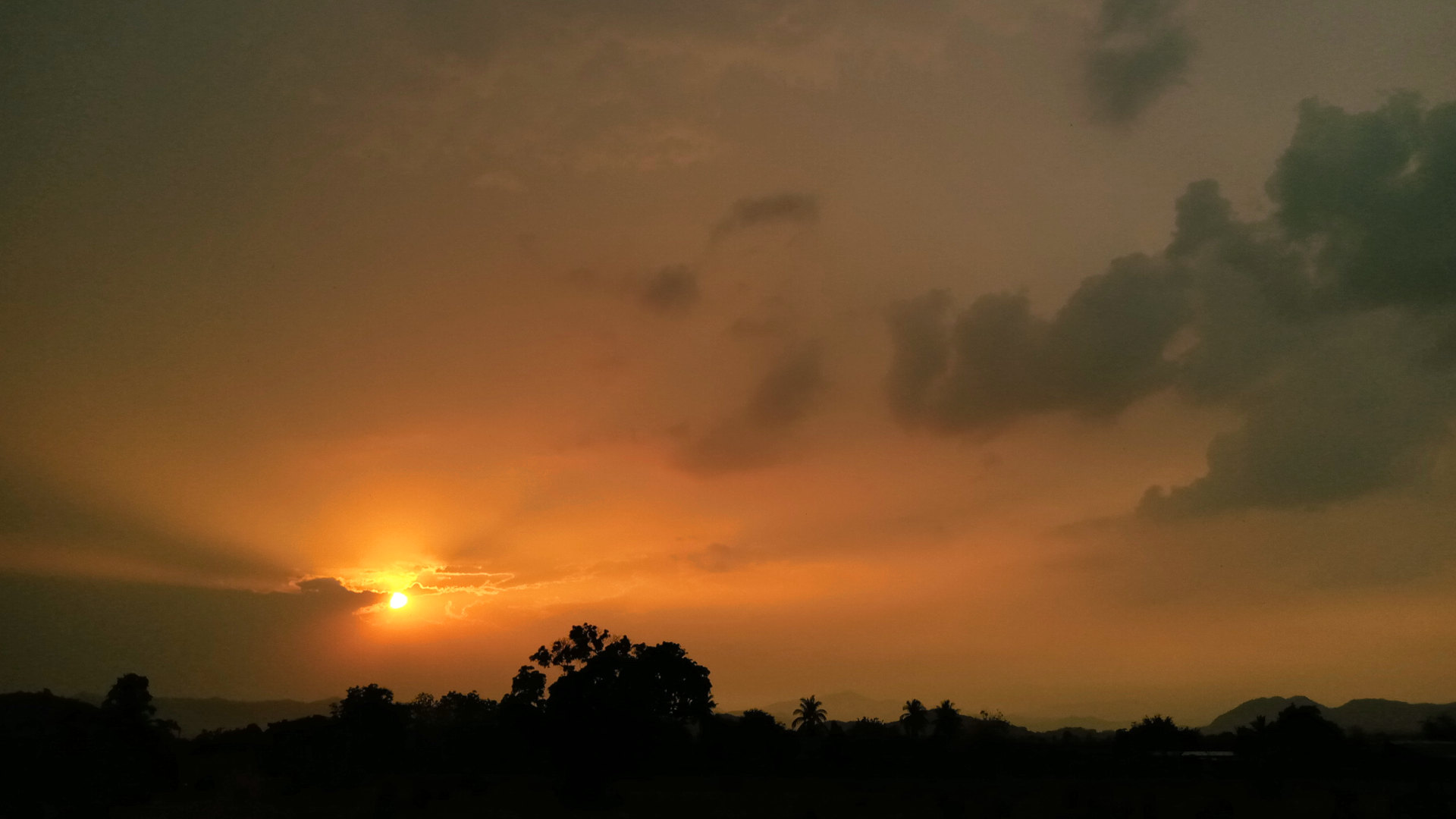 The village at a sunset